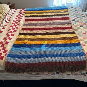 Vtg Handmade Crochet Afghan Lap Blanket Throw 36”x 72” Beautiful